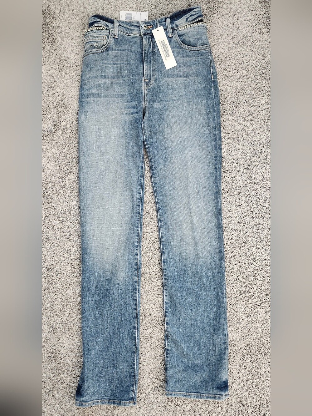 NWT Jonathan Simkhai $395 Straight Leg Jeans Size 27 Medium Wash Cutout Hips